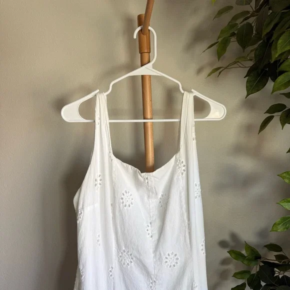 Free Assembly White Eyelet Panel 100% Cotton Midi Dress Women’s Size XL - Picture 3 of 6